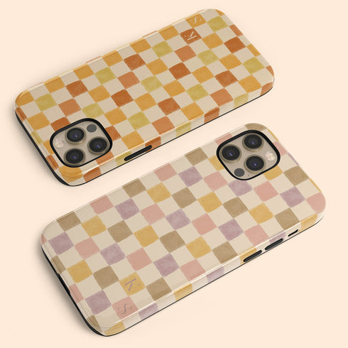 Custom Initials Watercolor Checkerboard iPhone Case